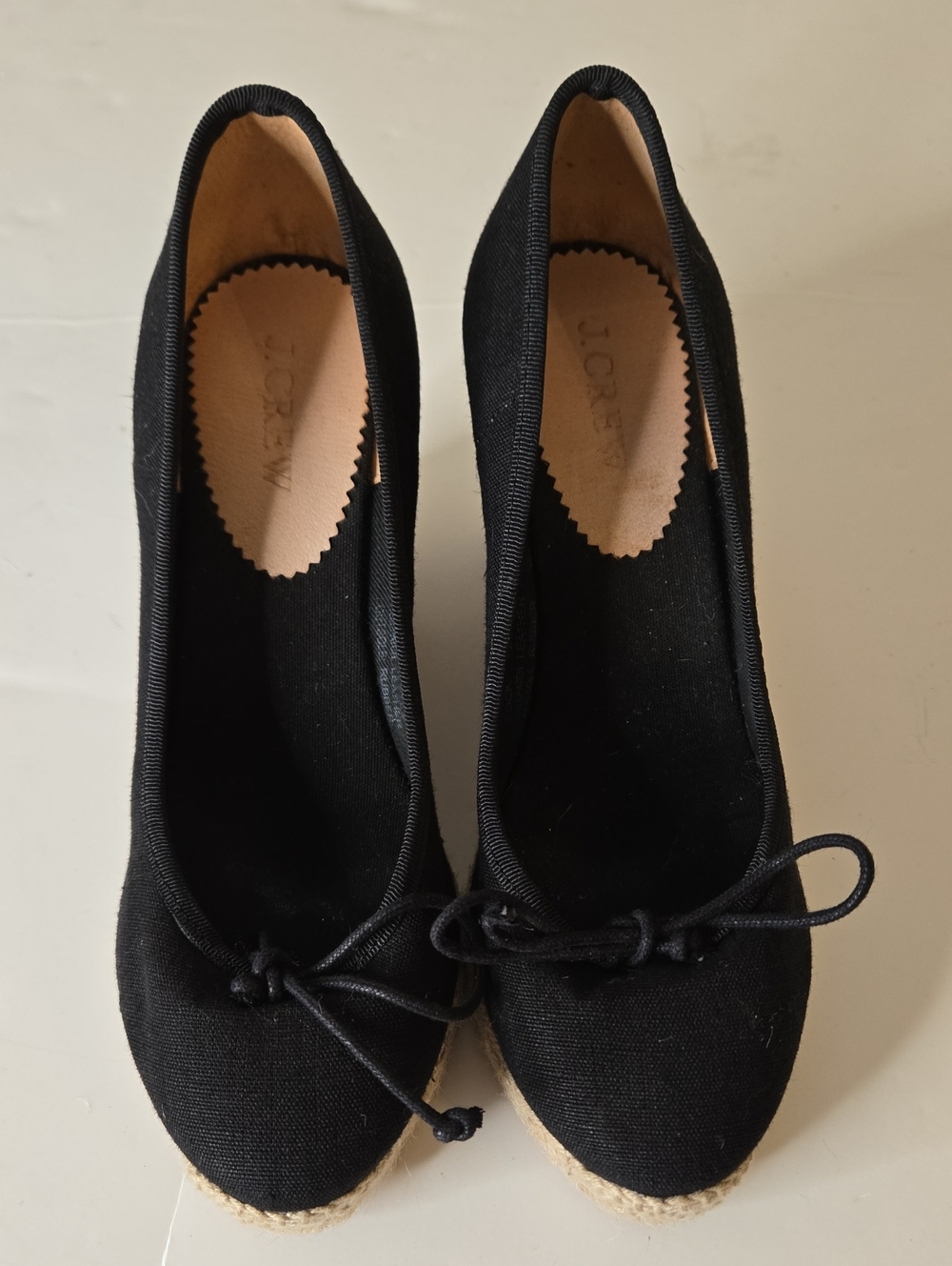 J Crew Black Espadrille Wedges 7.5